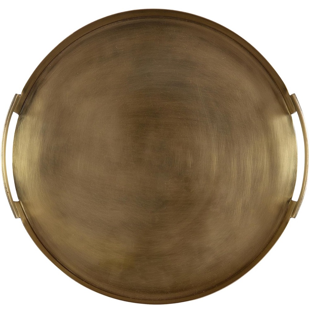 Kate and Laurel Myo Transitional Metal Round Tray 15 x 15 Brass Modern Tray - Picture 11 of 13